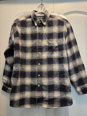 Vintage Cherokee Navy and Cream Plaid Flannel Shirt Large
